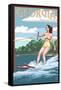 Georgia - Water Skier and Lake-Lantern Press-Framed Stretched Canvas