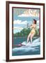 Georgia - Water Skier and Lake-Lantern Press-Framed Art Print