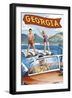 Georgia - Water Skiing Scene-Lantern Press-Framed Art Print