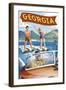 Georgia - Water Skiing Scene-Lantern Press-Framed Art Print