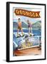 Georgia - Water Skiing Scene-Lantern Press-Framed Art Print