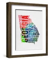 Georgia Watercolor Word Cloud-NaxArt-Framed Art Print