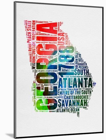 Georgia Watercolor Word Cloud-NaxArt-Mounted Art Print