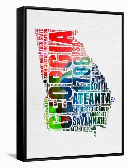 Georgia Watercolor Word Cloud-NaxArt-Framed Stretched Canvas