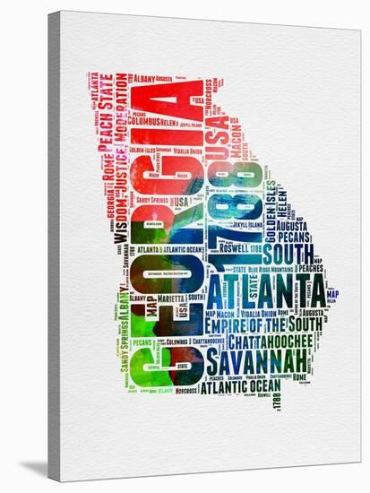 Georgia Watercolor Word Cloud-NaxArt-Stretched Canvas