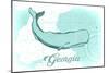 Georgia - Whale - Teal - Coastal Icon-Lantern Press-Mounted Art Print