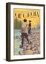 Georgia - Women Fishing-Lantern Press-Framed Art Print