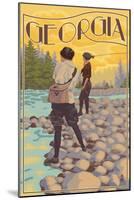 Georgia - Women Fishing-Lantern Press-Mounted Art Print