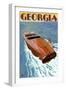 Georgia - Wooden Boat on Lake-Lantern Press-Framed Art Print