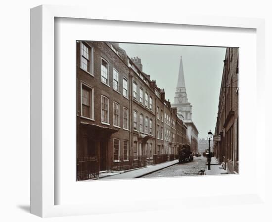 Georgian Terraced Houses and Christ Church, Spitalfields, Stepney, London, 1909-null-Framed Photographic Print