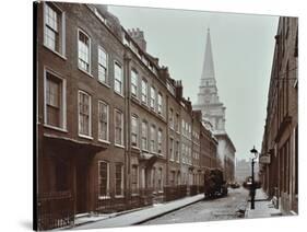 Georgian Terraced Houses and Christ Church, Spitalfields, Stepney, London, 1909-null-Stretched Canvas