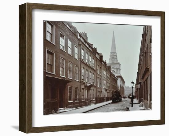 Georgian Terraced Houses and Christ Church, Spitalfields, Stepney, London, 1909-null-Framed Premium Photographic Print