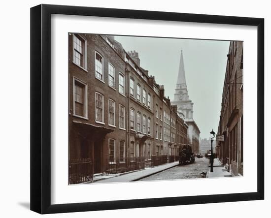 Georgian Terraced Houses and Christ Church, Spitalfields, Stepney, London, 1909-null-Framed Premium Photographic Print