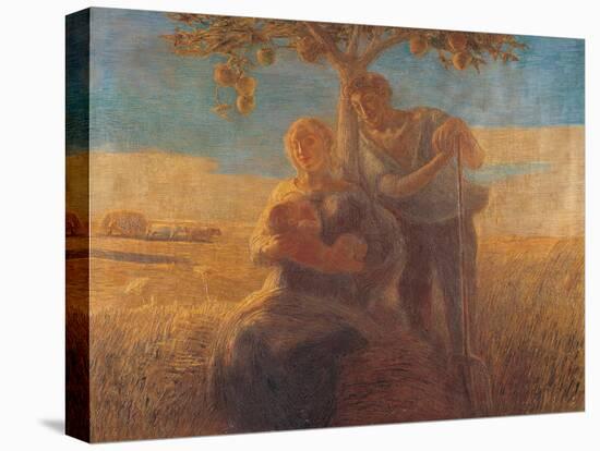 Georgica (Harvest Scene with Nursing Mother and Farmer Father)-Gaetano Previati-Stretched Canvas