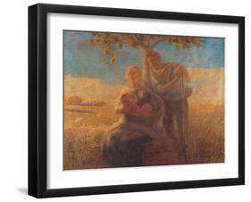 Georgica (Harvest Scene with Nursing Mother and Farmer Father)-Gaetano Previati-Framed Art Print