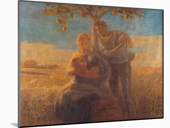 Georgica (Harvest Scene with Nursing Mother and Farmer Father)-Gaetano Previati-Mounted Art Print