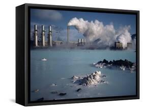 Geothermal Power Plant and Blue Lagoon at Svartsengi, Iceland, Polar Regions-Hart Kim-Framed Stretched Canvas