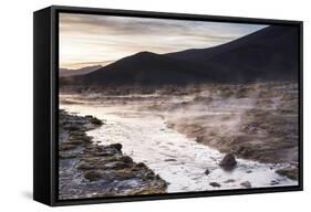 Geothermal River at Sunrise at Chalviri Salt Flats (Salar De Chalviri), Altiplano of Bolivia-Matthew Williams-Ellis-Framed Stretched Canvas