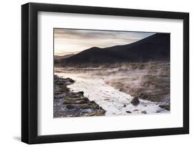 Geothermal River at Sunrise at Chalviri Salt Flats (Salar De Chalviri), Altiplano of Bolivia-Matthew Williams-Ellis-Framed Photographic Print