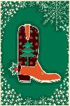 Cowboy Christmas Card with Boots and Holiday Decoration.Vintage Poster-GeraKTV-Art Print