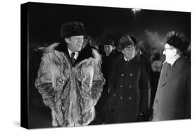 Gerald Ford, Leonid Brezhnev, and Henry Kissinger at Vladivostok Summit, 1974-null-Stretched Canvas