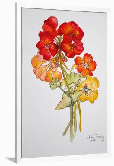 Geranium and Nasturtiums, 2014-Joan Thewsey-Framed Giclee Print