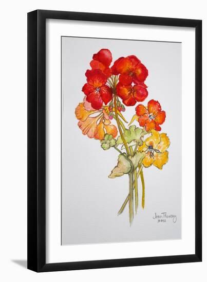 Geranium and Nasturtiums, 2014-Joan Thewsey-Framed Giclee Print
