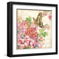 Geranium & Butterflies-Julie Paton-Framed Art Print