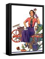 "Geranium Gardener,"May 1, 1937-W.D. Stevens-Framed Stretched Canvas