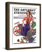"Geranium Gardener," Saturday Evening Post Cover, May 1, 1937-W.D. Stevens-Framed Giclee Print
