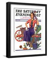 "Geranium Gardener," Saturday Evening Post Cover, May 1, 1937-W.D. Stevens-Framed Giclee Print