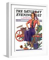 "Geranium Gardener," Saturday Evening Post Cover, May 1, 1937-W.D. Stevens-Framed Giclee Print