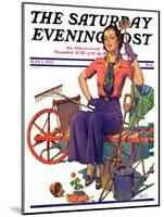 "Geranium Gardener," Saturday Evening Post Cover, May 1, 1937-W.D. Stevens-Mounted Giclee Print