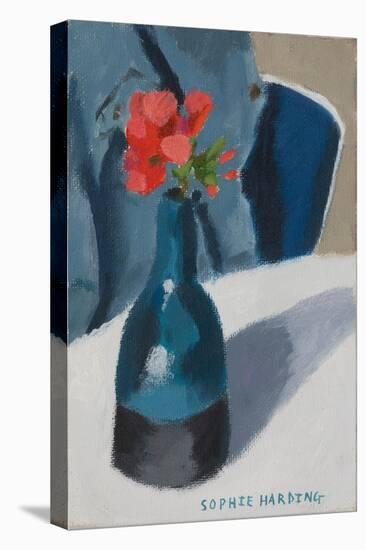 Geranium in Blue Vase-Sophie Harding-Stretched Canvas