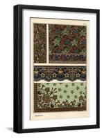 Geranium motif in wallpaper, border and fabric patterns.-null-Framed Giclee Print