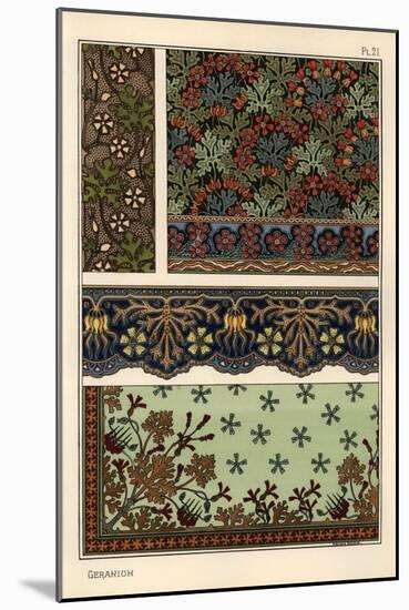 Geranium motif in wallpaper, border and fabric patterns.-null-Mounted Giclee Print