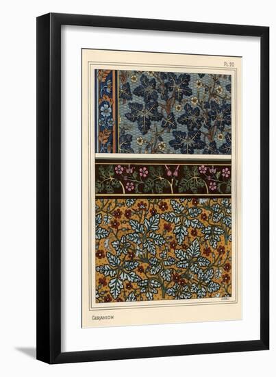 Geranium motifs in patterns for wallpaper and fabric.-null-Framed Giclee Print