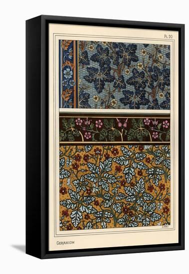 Geranium motifs in patterns for wallpaper and fabric.-null-Framed Stretched Canvas