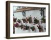 Geraniums along White Wall of Palacio de Mondragon, Ronda, Spain-Merrill Images-Framed Photographic Print