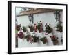 Geraniums along White Wall of Palacio de Mondragon, Ronda, Spain-Merrill Images-Framed Photographic Print