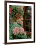 Geraniums and Hydrangea by Doorway, Chateau de Cercy, Burgundy, France-Lisa S. Engelbrecht-Framed Photographic Print