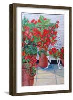 Geraniums and Petunias on the Terrace, 2011-Joan Thewsey-Framed Giclee Print