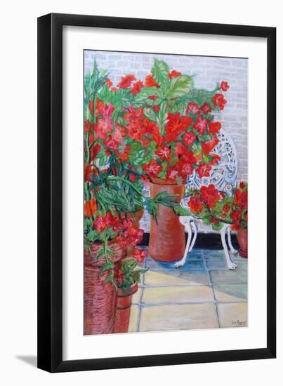 Geraniums and Petunias on the Terrace, 2011-Joan Thewsey-Framed Giclee Print