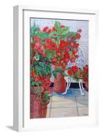 Geraniums and Petunias on the Terrace, 2011-Joan Thewsey-Framed Giclee Print