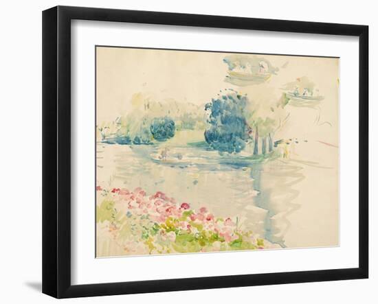 Geraniums by the Lake, 1893 (W/C on Paper)-Berthe Morisot-Framed Giclee Print