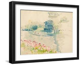 Geraniums by the Lake, 1893 (W/C on Paper)-Berthe Morisot-Framed Giclee Print