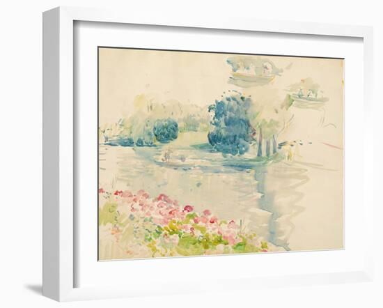 Geraniums by the Lake, 1893 (W/C on Paper)-Berthe Morisot-Framed Giclee Print