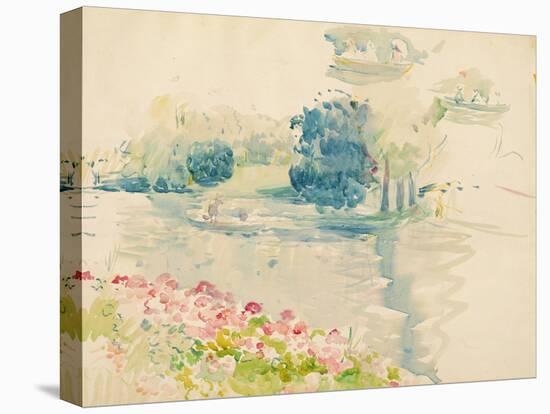 Geraniums by the Lake, 1893 (W/C on Paper)-Berthe Morisot-Stretched Canvas