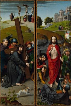 Christ Carrying the Cross, with the Crucifixion; The Resurrection, with Pilgrims of Emmaus, 1510