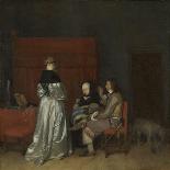Gallant Conversation, known as the Paternal Admonition-Gerard ter Borch II-Stretched Canvas